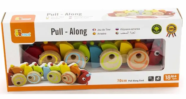Jucărie de tracțiune din lemn Viga - Caterpillar