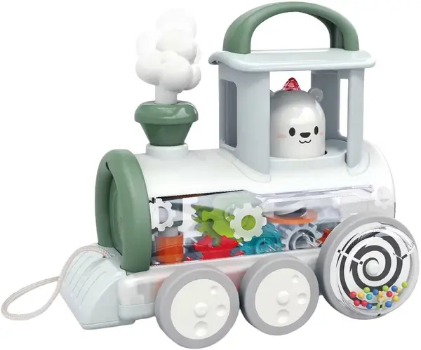 Jucărie de tras Hola Toys – Locomotivă cu mecanism cu aburi