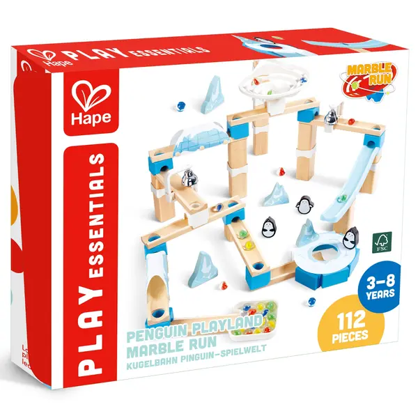 Jucarie din lemn 112 piese - Marble Run Penguin | Hape