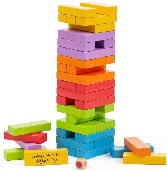 Jucarie din lemn Bigjigs - Turnul de echilibru, multicolora