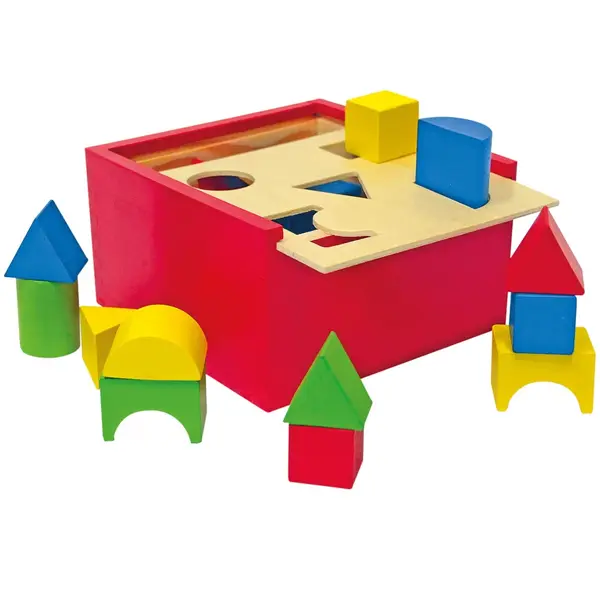 Jucarie din lemn , Cutie de sortare a formelor, 20 piese educative