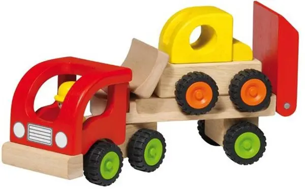 Jucărie din lemn Goki - Camion cu remorcă