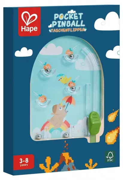 Jucărie din lemn Hape - Pinball de buzunar, sortiment