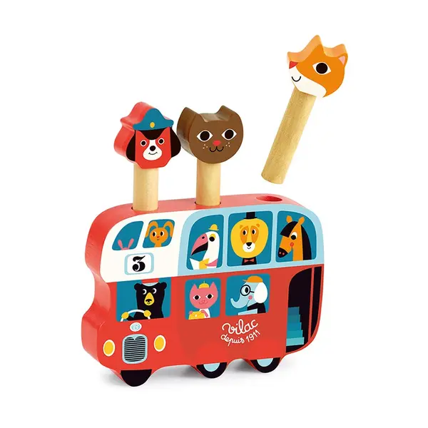 Jucarie din lemn POP-UP Autobuz - design Ingela P. Arrhenius - Vilac
