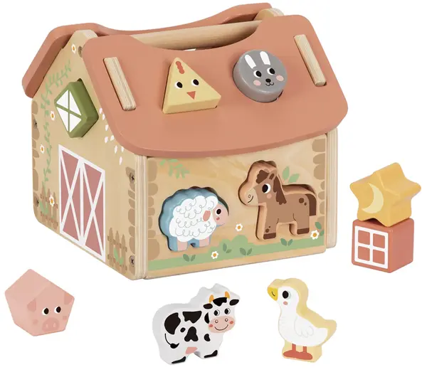 Jucărie din lemn Tooky Toy - Căsuță cu animale pentru sortare