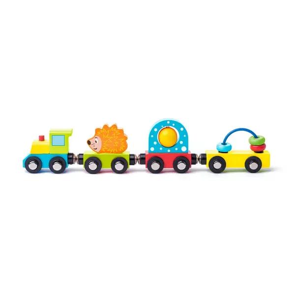 Jucarie din lemn , Tren cu jucarii si arici (27,5 cm)