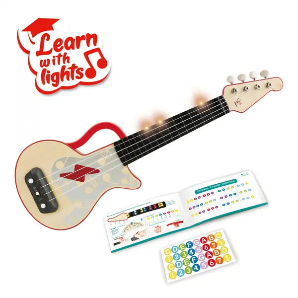Jucarie din lemn , Ukulele roE u cu lumini, pentru copii (A nvata sa canti)