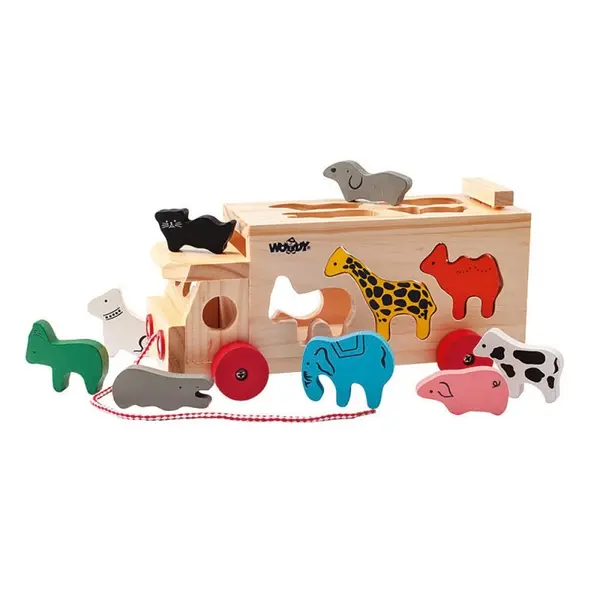Jucarie din lemn Woody - Sorter, camion cu animale