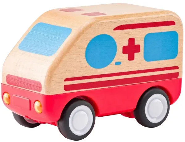 Jucărie din lemn Woodyland - Ambulanță cu sunet și lumină