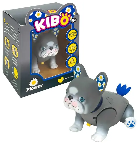 Jucărie interactivă Kaboom - Câine buldog francez Kibo, Flower