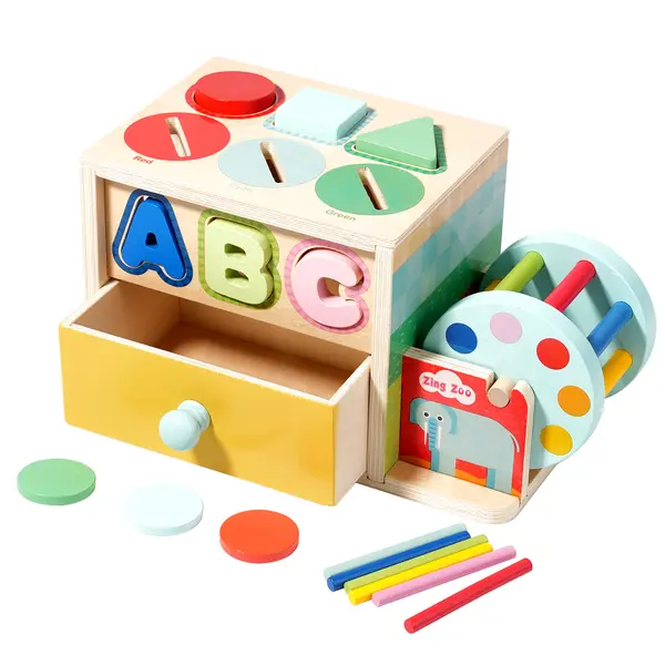Jucarie Montessori din Lemn 8-in-1 - Centru de Activitati Educative