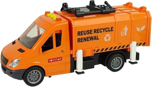 Jucărie pentru copii Lean Toys - Mașină de gunoi portocalie
