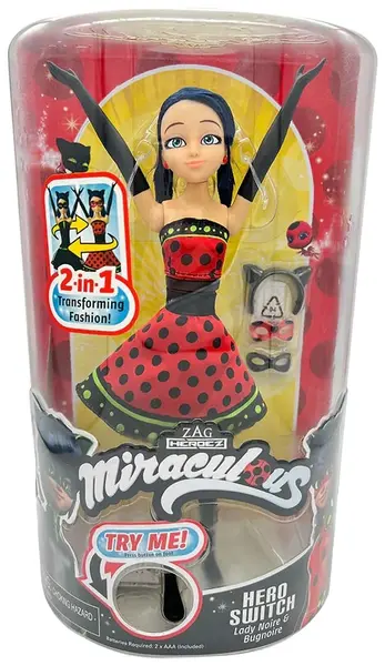 Jucărie pentru copii Playmates Miraculous - Buburuză și Pisică, păpușă cu o schimbare de erou