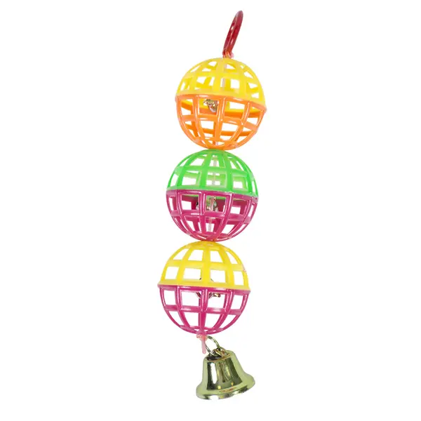 Jucarie Pentru Pasari, Mingi Cu Clopotel, Plastic, 15cm