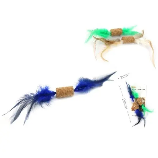 Jucarie pentru pisici - pluta cu pene 20 cm x 2 buc set