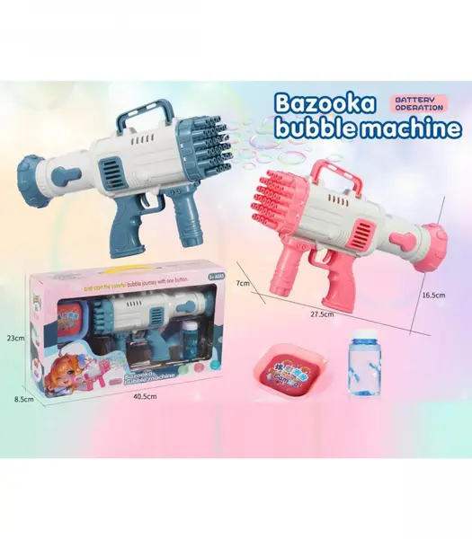Jucarie pistol pentru baloane de sapun cu solutie si tavita