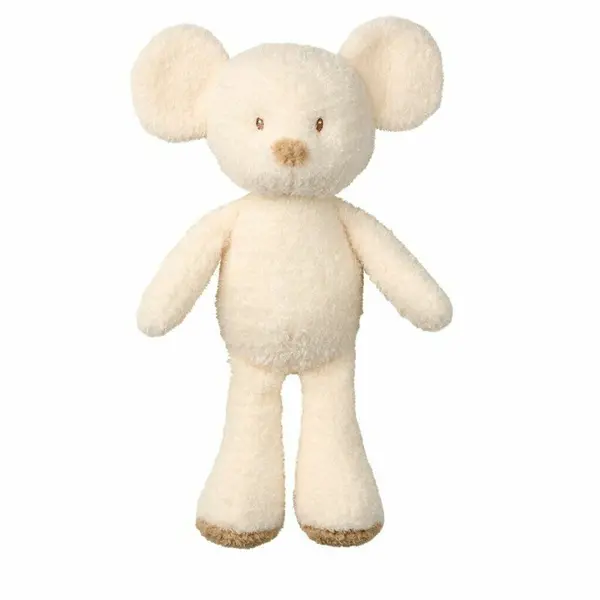 Jucarie plus bebelusi, Nattou, Cuddly Mouse, 24 cm, Material moale si pufos, Stimuleaza simtul tactil si motricitatea fina, Prieten de joaca si mangaiere, 0 luni+, Bej