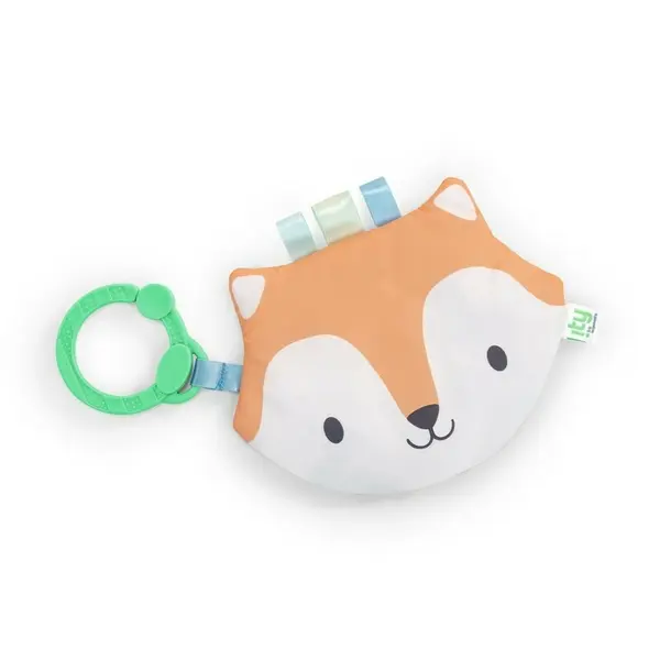 Jucarie senzoriala bebelusi, Ingenuity, Crinklet Fox Kitt, Inel pentru agatere la carucior, Stimuleaza simturile si motricitatea fina, Fara BPA, 0 luni+, Multicolor