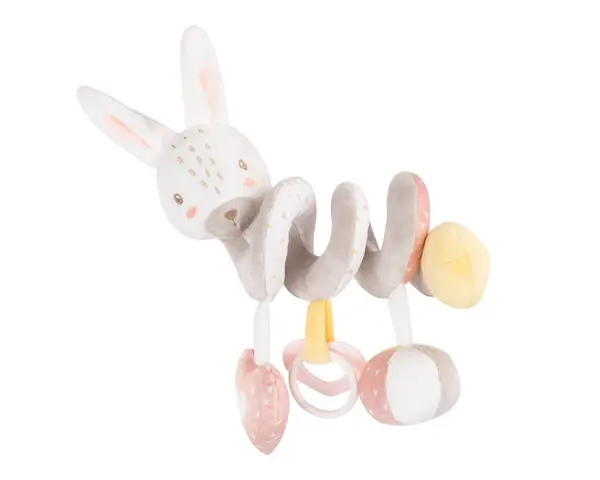 Jucarie spirala orizontala din plus Kikkaboo Rabbits in Love pentru caruciorscaun autopatut cu fosnaitoare,inele dentitie,Recomandat de la nastere,Dimensiune 25cm