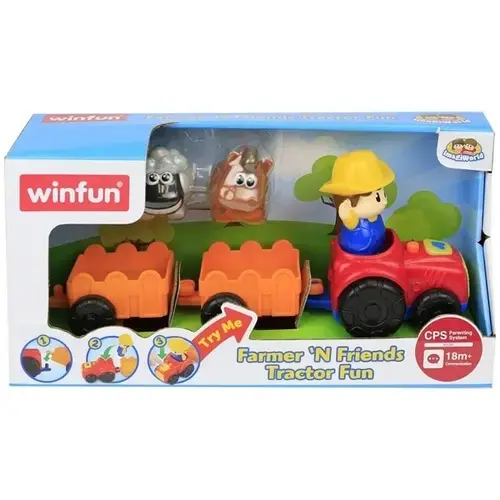 Jucarie Winfun - Tractoras cu remorca, cu figurina
