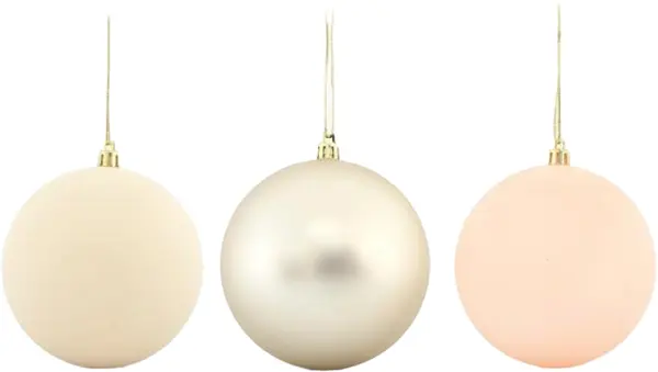 Jucării de brad Eurolamp - Minge, 6 buc, 8 cm, fildeş