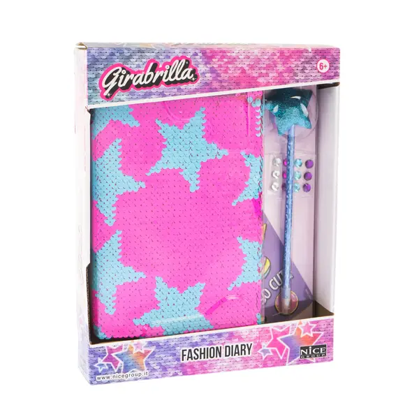 Jurnal Fashion Girabrilla - set jurnal cu paiete reversibile si pix Fluo