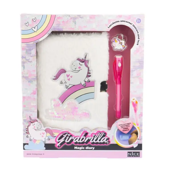 Jurnal secret Girabrilla - Unicorn magic - pix cu cerneala invizibila si lacat