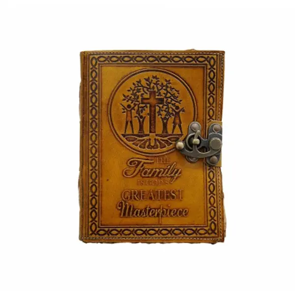Jurnal vintage, 17.5x12.5cm, piele naturala, Family, Krashell