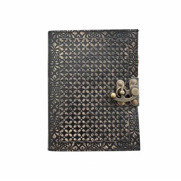 Jurnal vintage, 17.5x12.5cm, piele naturala, flori, Krashell