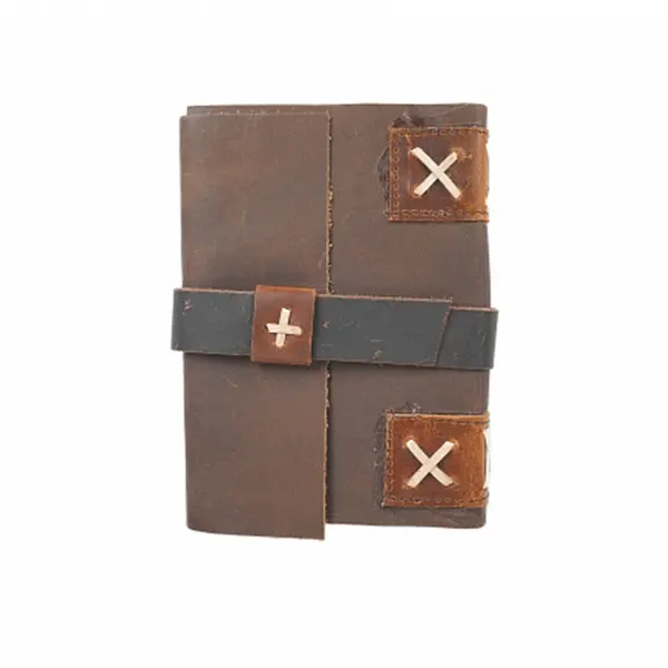 Jurnal vintage, 17.5x12.5cm, piele naturala, inchidere cu curea, Krashell