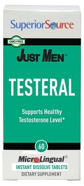 Just Men Testeral Formula pe bază de plante pentru testosteron, 60 tablete sublinguale, Superior Source