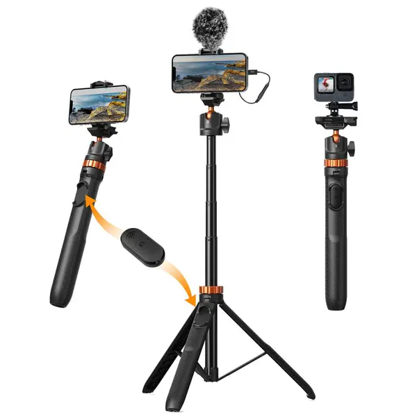 K&F 1.58m Phone Selfie Stick Tripod MS08, Minitrepied smartphone