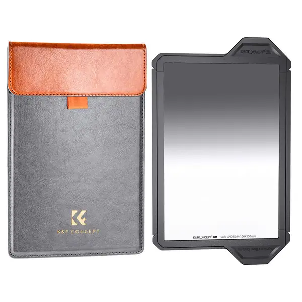 K&F 100x150x2mm Filtru Patrat GND8 Gradient Soft, Cu Rama de Protectie, 3 Stops, Sticla AGC, 28 Straturi Anti-Reflex
