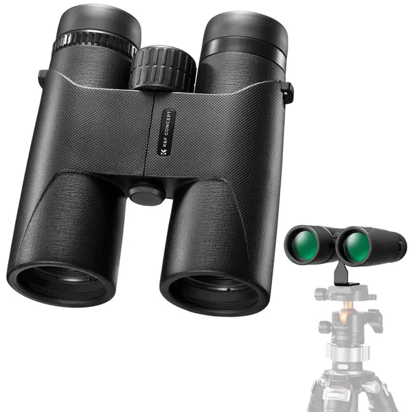 K&F 10x42 Binoclu HD, Prisma BAK4, Impermeabil IP66, Lentile FMC, Negru, Adaptor Trepied