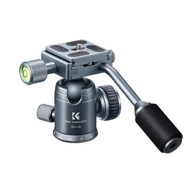 K&F 26mm Cap Bila Trepied din Metal, Rotire Panoramica 360 Grade, Prindere Rapida 1/4 inch, Sarcina Maxima 8kg