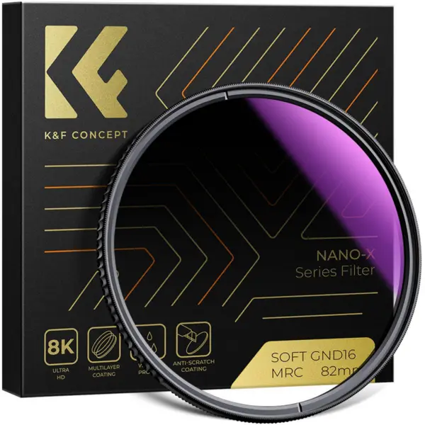 K&F 49mm Filtru Nano-X ND8 Gradient Soft, Reducere Lumina 3 Stopuri, Sticla Optica AGC, Rezistent la Apa, Rama Aluminiu 3.3mm