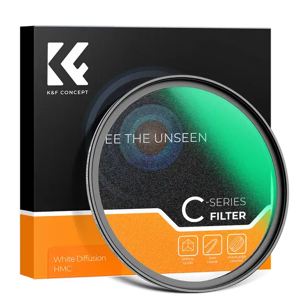 K&F 55mm Filtru White Mist Serie C, Efect Cinematic, Sticla Optica AGC, 18 Straturi Acoperire, Rama Aluminiu 3.3mm