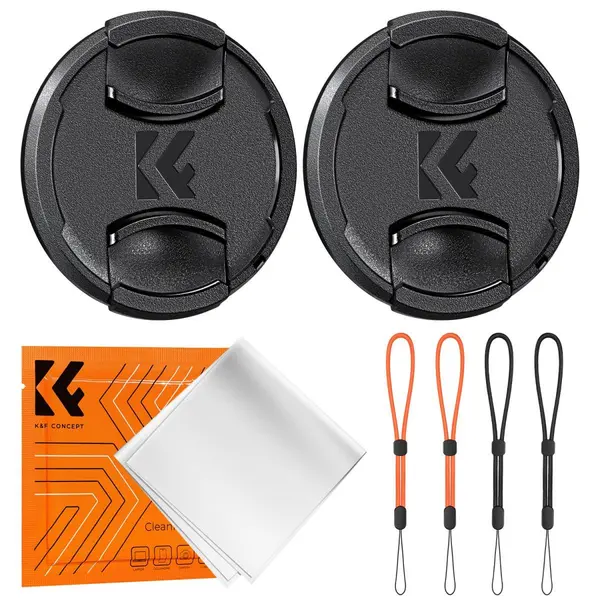 K&F 58mm Capac Obiectiv Snap-On Center Pinch 7 in 1, Lonja Anti-Pierdere, Material ABS, Compatibil Nikon Canon Sony Fujifilm