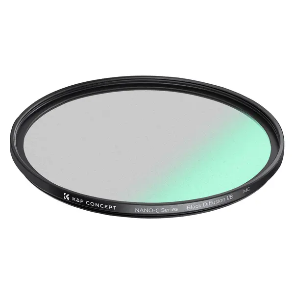 K&F 58MM Filtru Black Mist 1/8 Seria C, Sticla AGC Japoneza, Inel Aluminiu CNC, Grosime 3.3mm, Acoperire Multistrat Verde