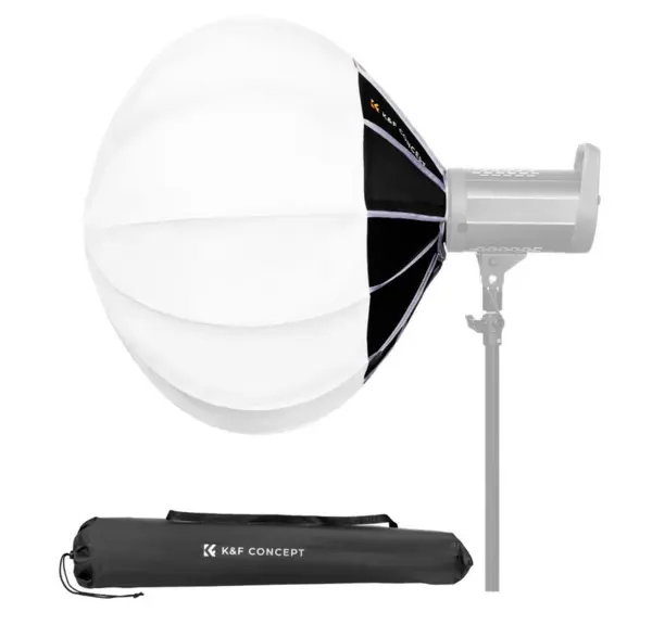 K&F 65CM Softbox Lantern, Lumina Difuza 360°, Unghi Fascicul 270°, Montura Bowens, Pliabil Rapid, Husa de Transport