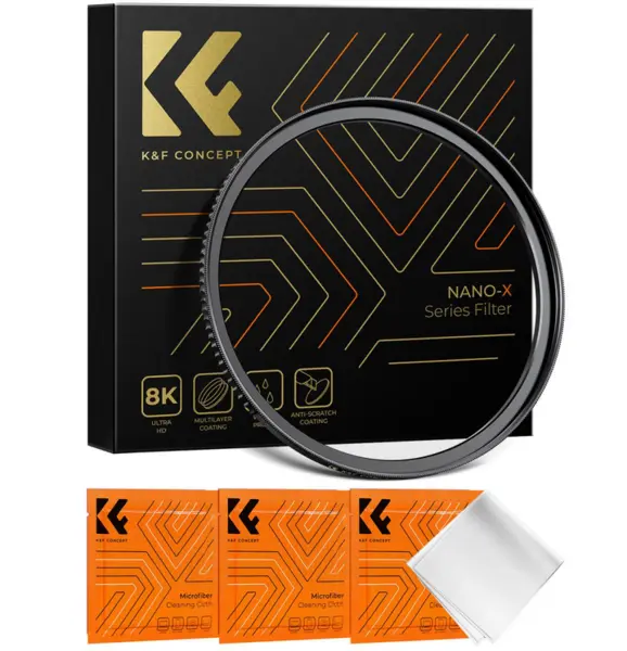 K&F 67-77mm Inel Adaptor Step Up din Alama, Negru Mat, Grosime Rama 2.9mm, Cu 3 Lavete de Curatare
