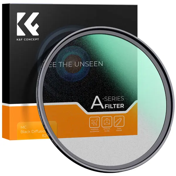 K&F 67mm A Series Filtru Black Mist 1/8, Sticla Optica Germana HD, Rama Aluminiu 3.3mm, Waterproof, Acoperire 24 Straturi