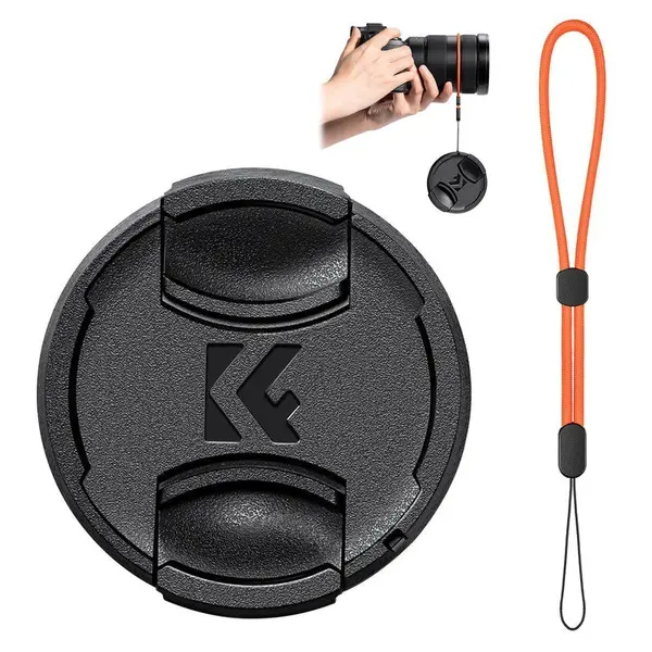 K&F 67mm Capac Obiectiv cu Snur Anti-Pierdere, Plastic ABS, Sistem Prindere Snap-on, Protectie Praf si Zgarieturi