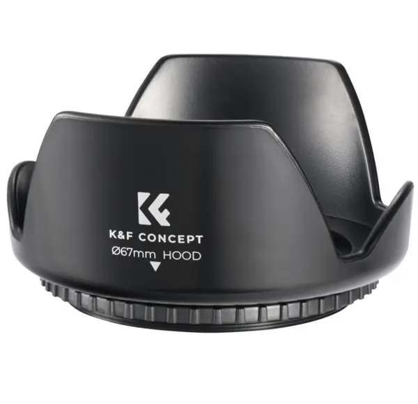 K&F 67mm Parasolar Obiectiv Foto, Material Compozit, Anti-Soc, Rezistent la Uzura, Include Laveta Microfibra
