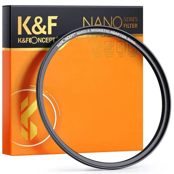 K&F 72mm Inel Adaptor Magnetic, Seria Round Mirror, Aluminiu Aviatic, Anodizat Negru, Compatibil Filtre Magnetice K&F