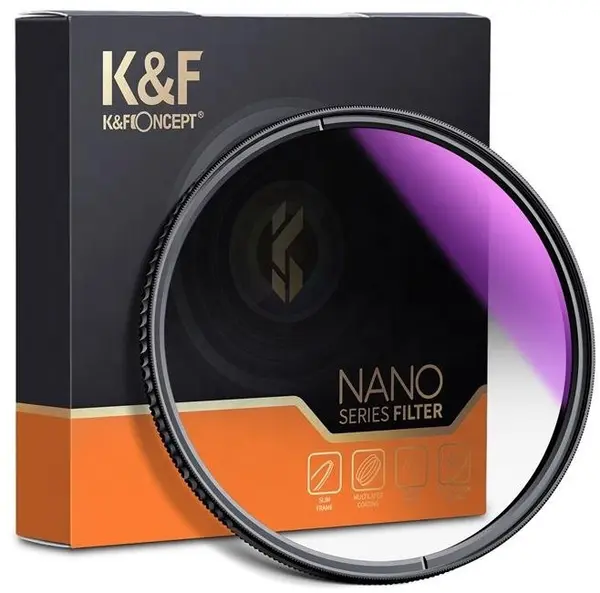 K&F 82MM Filtru ND8 Gradual Soft Nano-X, HD, Rezistent la Apa, Anti-Zgariere, Strat Albastru