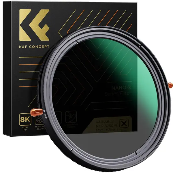 K&F 86mm Filtru Variabil ND2-32 (1-5 Stop) si CPL 2 in 1, Sticla Optica Multistrat, Transmisie Lumina 0.7%, Rama Aluminiu,