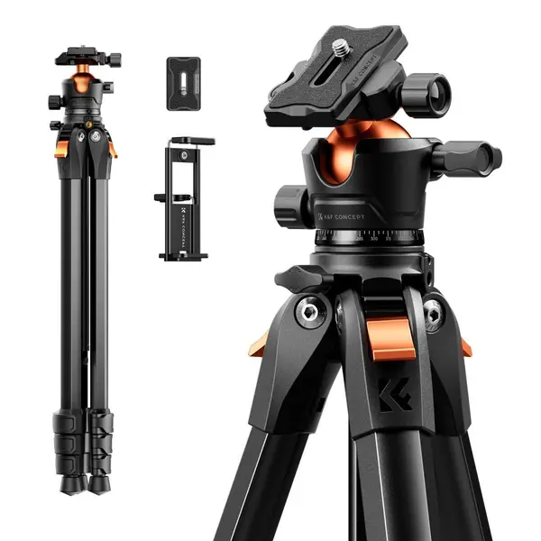 K&F A304A3+BH-40 Trepied Foto Aluminiu, Inaltime 51-172cm, Cap Bila BH-40, Sarcina Maxima 10kg, Compatibil Sistem Arca