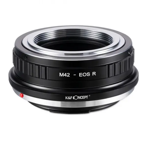 K&F Adaptor Montura M42 la Canon EOS R, Aliaj Cupru si Aluminiu, Control Manual Focus si Diafragma, Marcaj Rosu Aliniere