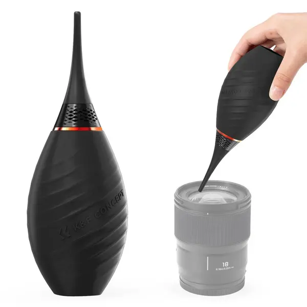 K&F Blower de Aer, Duza Lunga, Valva Bidirectionala, Material Silicon Negru, Flux de Aer Puternic, Design Ergonomic Anti-Praf